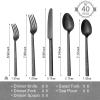 imageKINGSTONE 20 Pcs Black Hammered Silverware Set for 4 1810 Stainless Steel Heavy Duty Flatware Set Tableware Cutlery Utensil Sets for Home Restaurant Dishwasher SafeBlack