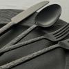 imageKINGSTONE 20 Pcs Black Hammered Silverware Set for 4 1810 Stainless Steel Heavy Duty Flatware Set Tableware Cutlery Utensil Sets for Home Restaurant Dishwasher SafeBlack