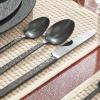 imageKINGSTONE 20 Pcs Black Hammered Silverware Set for 4 1810 Stainless Steel Heavy Duty Flatware Set Tableware Cutlery Utensil Sets for Home Restaurant Dishwasher SafeBlack