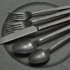 imageKINGSTONE 20 Pcs Black Hammered Silverware Set for 4 1810 Stainless Steel Heavy Duty Flatware Set Tableware Cutlery Utensil Sets for Home Restaurant Dishwasher SafeBlack