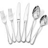 imageKINGSTONE 20 Piece Teardrop Silverware Set for 4 1810 Stainless Steel Flatware Set Modern Design Cutlery Set for HomeHotelWeddingMirror Polished and Dishwasher SafeSilver