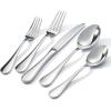 imageKINGSTONE 20 Piece Teardrop Silverware Set for 4 1810 Stainless Steel Flatware Set Modern Design Cutlery Set for HomeHotelWeddingMirror Polished and Dishwasher SafeSilver