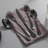 imageKINGSTONE 20 Piece Teardrop Silverware Set for 4 1810 Stainless Steel Flatware Set Modern Design Cutlery Set for HomeHotelWeddingMirror Polished and Dishwasher SafeBlack