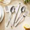 imageKINGSTONE 40 Piece Hammered Silverware Set 1810 Stainless Steel Flatware Set for 8 Cutlery Set for Home Party Wedding Mirror Polished Dishwasher SafeSilver