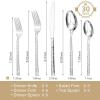 imageKINGSTONE 40 Piece Hammered Silverware Set 1810 Stainless Steel Flatware Set for 8 Cutlery Set for Home Party Wedding Mirror Polished Dishwasher SafeSilver