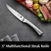 imageKINGSTONE 5quot Steak Knives Set of 12 Pieces Kitchen Steak Knife Set German Stainless Steel Serrated Steak Knives with Gift Box Dishwasher Safe 12 sliver12