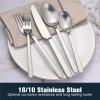 imageKINGSTONE Forged 20Piece Silverware Set 1810 Stainless Steel Flatware Utensils Set for 4 Mirror FinishDishwasher Safe SilverMatte Silver