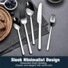 imageKINGSTONE Forged 20Piece Silverware Set 1810 Stainless Steel Flatware Utensils Set for 4 Mirror FinishDishwasher Safe SilverSilver