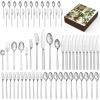imageKINGSTONE Gold Silverware Set 40 Piece Flatware Cutlery Set for 8 1810 Stainless Steel Silverware Mirror Polished Dishwasher Safe for Home Restaurant Wedding PartyGold 40 pieces for 8Silver