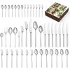 imageKINGSTONE Gold Silverware Set 40 Piece Flatware Cutlery Set for 8 1810 Stainless Steel Silverware Mirror Polished Dishwasher Safe for Home Restaurant Wedding PartyGold 40 pieces for 8Silver