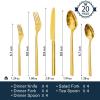 imageKINGSTONE Gold Silverware Set 40 Piece Flatware Cutlery Set for 8 1810 Stainless Steel Silverware Mirror Polished Dishwasher Safe for Home Restaurant Wedding PartyGold 40 pieces for 8Gold