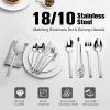imageKINGSTONE Gold Silverware Set 40 Piece Flatware Cutlery Set for 8 1810 Stainless Steel Silverware Mirror Polished Dishwasher Safe for Home Restaurant Wedding PartyGold 40 pieces for 8Silver