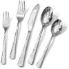 imageKINGSTONE Hammered Silverware Set Flatware Set 1810 Stainless Steel Premium Cutlery with Unique Ripple Handles Design Mirror Polished  Dishwasher Safe 20PieceWater RippleSilver