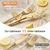 imageKINGSTONE Hammered Silverware Set Flatware Set 1810 Stainless Steel Premium Cutlery with Unique Ripple Handles Design Mirror Polished  Dishwasher Safe 20PieceWater RippleGold