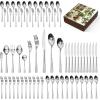 imageKINGSTONE Hammered Silverware Set Flatware Set 1810 Stainless Steel Premium Cutlery with Unique Ripple Handles Design Mirror Polished  Dishwasher Safe 20PieceWater RippleSilver