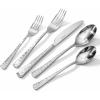 imageKINGSTONE Hammered Silverware Set Flatware Set 1810 Stainless Steel Premium Cutlery with Unique Ripple Handles Design Mirror Polished  Dishwasher Safe 20PieceWater RippleSilver
