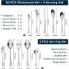 imageKINGSTONE Hammered Silverware Set Flatware Set 1810 Stainless Steel Premium Cutlery with Unique Ripple Handles Design Mirror Polished  Dishwasher Safe 20PieceWater RippleSilver