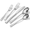 imageKINGSTONE Hammered Silverware Set Flatware Set 1810 Stainless Steel Premium Cutlery with Unique Ripple Handles Design Mirror Polished  Dishwasher Safe 20PieceWater RippleSilver