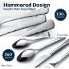 imageKINGSTONE Hammered Silverware Set Flatware Set 1810 Stainless Steel Premium Cutlery with Unique Ripple Handles Design Mirror Polished  Dishwasher Safe 20PieceWater RippleSilver
