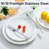 imageKINGSTONE Hammered Silverware Set Flatware Set 1810 Stainless Steel Premium Cutlery with Unique Ripple Handles Design Mirror Polished  Dishwasher Safe 20PieceWater RippleSilver