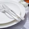 imageKINGSTONE Hammered Silverware Set Flatware Set 1810 Stainless Steel Premium Cutlery with Unique Ripple Handles Design Mirror Polished  Dishwasher Safe 20PieceWater RippleSilver