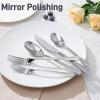 imageKINGSTONE Hammered Silverware Set Flatware Set 1810 Stainless Steel Premium Cutlery with Unique Ripple Handles Design Mirror Polished  Dishwasher Safe 20PieceWater RippleSilver