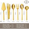imageKINGSTONE Large Hostess Serving Utensils Set1810 Stainless Steel Heavy Duty 10inch Serving SpoonsSlotted SpoonsServing ForkServing Tongs Cake Pie Server For Buffet Wedding Party GoldGold