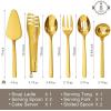 imageKINGSTONE Large Hostess Serving Utensils Set1810 Stainless Steel Heavy Duty 10inch Serving SpoonsSlotted SpoonsServing ForkServing Tongs Cake Pie Server For Buffet Wedding Party GoldGold
