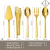 imageKINGSTONE Large Hostess Serving Utensils Set1810 Stainless Steel Heavy Duty 10inch Serving SpoonsSlotted SpoonsServing ForkServing Tongs Cake Pie Server For Buffet Wedding Party GoldGold