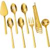 imageKINGSTONE Large Hostess Serving Utensils Set1810 Stainless Steel Heavy Duty 10inch Serving SpoonsSlotted SpoonsServing ForkServing Tongs Cake Pie Server For Buffet Wedding Party GoldGold