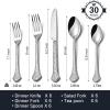 imageKINGSTONE Premium Silverware Sets 1810 Stainless Steel Flatware Set30Piece Cutlery with Tin Flow Handles Dishwasher Safe 30Piece30Piece