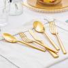imageKINGSTONE Silverware Set 20Piece Forged Flatware Set Cutlery Set Premium Stainless Steel Service for 4 for Kitchen Home Wedding Party Mirror Polished and Dishwasher SafeGold