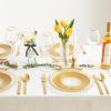 imageKINGSTONE Silverware Set 20Piece Forged Flatware Set Cutlery Set Premium Stainless Steel Service for 4 for Kitchen Home Wedding Party Mirror Polished and Dishwasher SafeGold