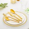 imageKINGSTONE Silverware Set 20Piece Forged Flatware Set Cutlery Set Premium Stainless Steel Service for 4 for Kitchen Home Wedding Party Mirror Polished and Dishwasher SafeGold