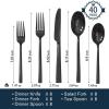 imageKINGSTONE Silverware Set 20Piece Forged Flatware Set Cutlery Set Premium Stainless Steel Service for 4 for Kitchen Home Wedding Party Mirror Polished and Dishwasher SafeBlack