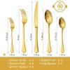 imageKINGSTONE Silverware Set 20piece 1810 Stainless Steel Flatware Set Cutlery Set for 4 for Kitchen Home Wedding Party Mirror Polished and Dishwasher Safe Featured GiftsGold