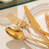 imageKINGSTONE Silverware Set 20piece 1810 Stainless Steel Flatware Set Cutlery Set for 4 for Kitchen Home Wedding Party Mirror Polished and Dishwasher Safe Featured GiftsGold