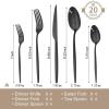 imageKINGSTONE Silverware Set 60Piece Flatware Set Cutlery Set Premium 1810 Stainless Steel Tableware Include Forks Knives Spoons for Home Kitchen Restaurant Wedding Dishwasher SafeGoldBlack