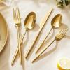 imageKINGSTONE Silverware Set 60Piece Flatware Set Cutlery Set Premium 1810 Stainless Steel Tableware Include Forks Knives Spoons for Home Kitchen Restaurant Wedding Dishwasher SafeGoldGold