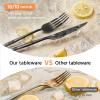 imageKINGSTONE Silverware Set 60Piece Flatware Set Cutlery Set Premium 1810 Stainless Steel Tableware Include Forks Knives Spoons for Home Kitchen Restaurant Wedding Dishwasher SafeGoldBlack