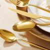 imageKINGSTONE Silverware Set 60Piece Flatware Set Cutlery Set Premium 1810 Stainless Steel Tableware Include Forks Knives Spoons for Home Kitchen Restaurant Wedding Dishwasher SafeGoldGold