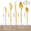 imageKINGSTONE Silverware Set 60Piece Flatware Set Cutlery Set Premium 1810 Stainless Steel Tableware Include Forks Knives Spoons for Home Kitchen Restaurant Wedding Dishwasher SafeGoldGold