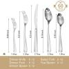 imageKINGSTONE Silverware Set 60Piece Flatware Set for 12 1810 Stainless Steel Cutlery Set with Bead Edge Utensil for Kitchen Home Party Wedding Mirror Polished Dishwasher Safe Featured GiftsSilver