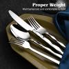 imageKINGSTONE Silverware Set Luxury 30 Piece Flatware Set for 6 1810 Stainless Steel Cutlery Set with Diamond Cut Pattern for Kitchen Home Wedding Party Mirror Polished and Dishwasher SafeSilver