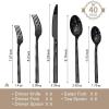 imageKINGSTONE Silverware Set Luxury 30 Piece Flatware Set for 6 1810 Stainless Steel Cutlery Set with Diamond Cut Pattern for Kitchen Home Wedding Party Mirror Polished and Dishwasher SafeBlack