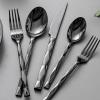 imageKINGSTONE Silverware Set Luxury 30 Piece Flatware Set for 6 1810 Stainless Steel Cutlery Set with Diamond Cut Pattern for Kitchen Home Wedding Party Mirror Polished and Dishwasher SafeBlack