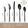 imageKINGSTONE Silverware Set Luxury 30 Piece Flatware Set for 6 1810 Stainless Steel Cutlery Set with Diamond Cut Pattern for Kitchen Home Wedding Party Mirror Polished and Dishwasher SafeBlack