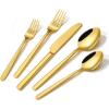 imageKINGSTONE Gold Silverware Set 40 Piece Flatware Cutlery Set for 8 1810 Stainless Steel Silverware Mirror Polished Dishwasher Safe for Home Restaurant Wedding PartyGold 40 pieces for 8Gold