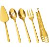 imageKINGSTONE Large Hostess Serving Utensils Set1810 Stainless Steel Heavy Duty 10inch Serving SpoonsSlotted SpoonsServing ForkServing Tongs Cake Pie Server For Buffet Wedding Party GoldGold