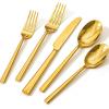 imageKINGSTONE Silverware Set 20Piece Forged Flatware Set Cutlery Set Premium Stainless Steel Service for 4 for Kitchen Home Wedding Party Mirror Polished and Dishwasher SafeGold